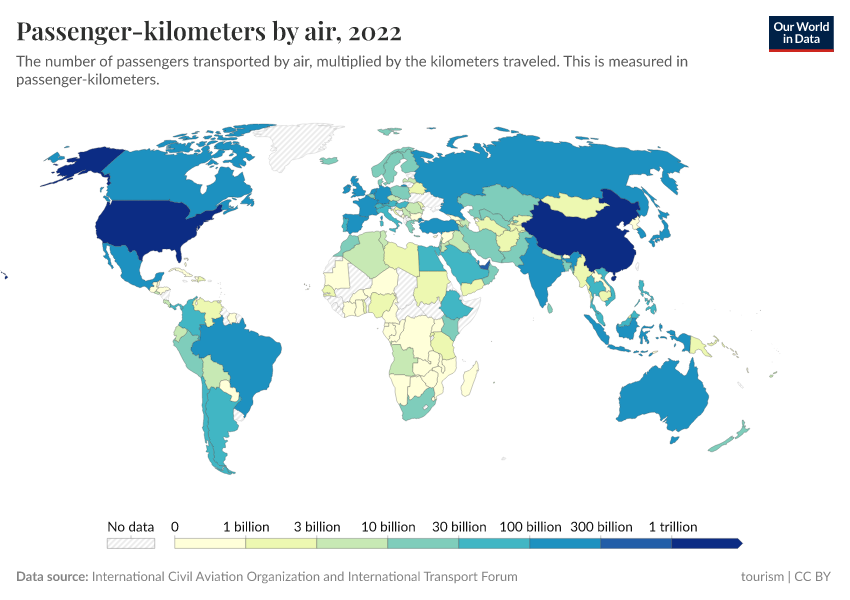 A thumbnail of the "Passenger-kilometers by air" chart