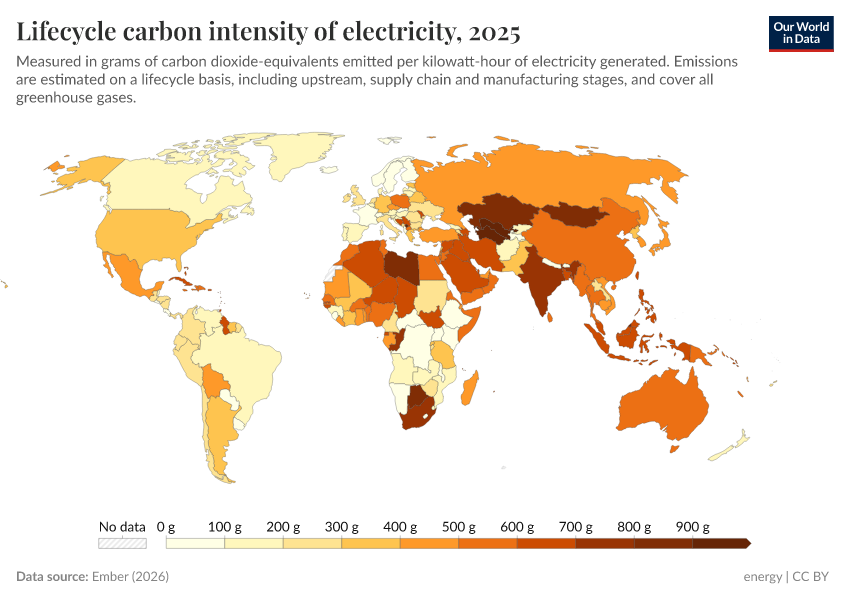 A thumbnail of the "Carbon intensity of electricity generation" chart