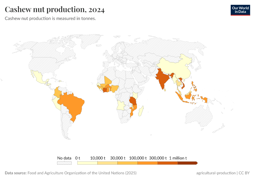 A thumbnail of the "Cashew nut production" chart