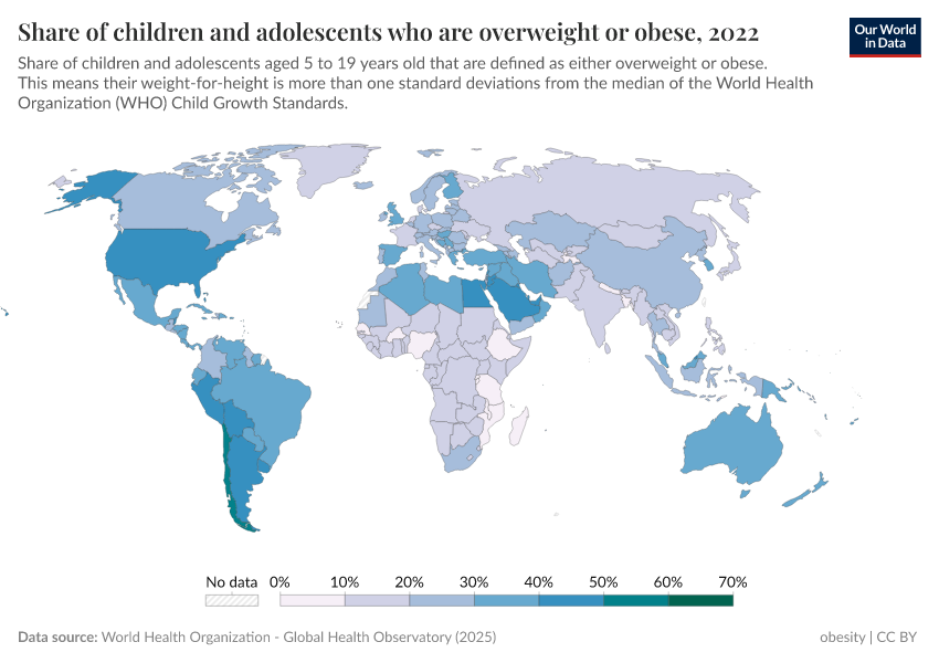 A thumbnail of the "Share of children and adolescents who are overweight or obese" chart