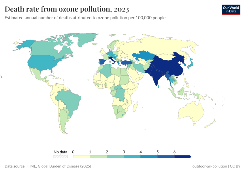 A thumbnail of the "Death rate from ozone pollution" chart