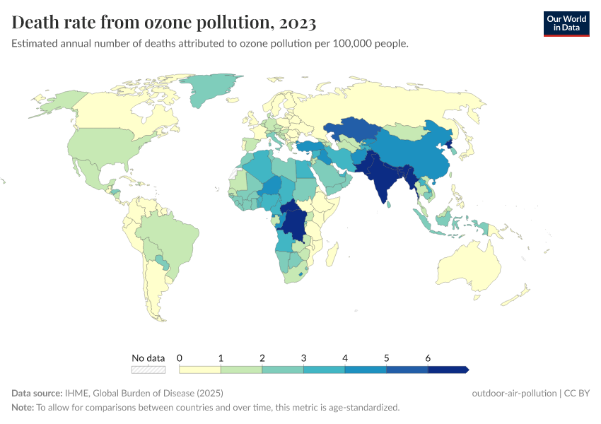 A thumbnail of the "Death rate from ozone pollution" chart