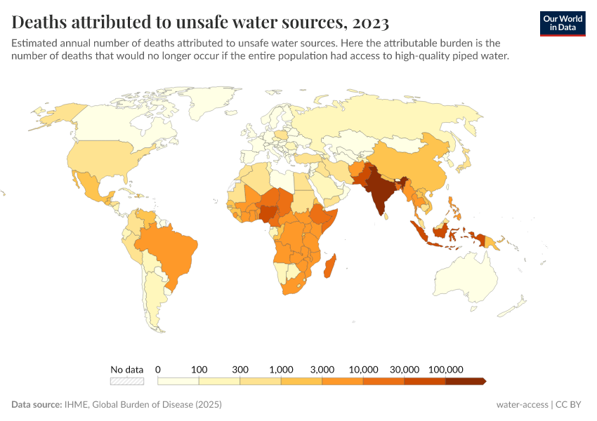A thumbnail of the "Deaths attributed to unsafe water sources" chart