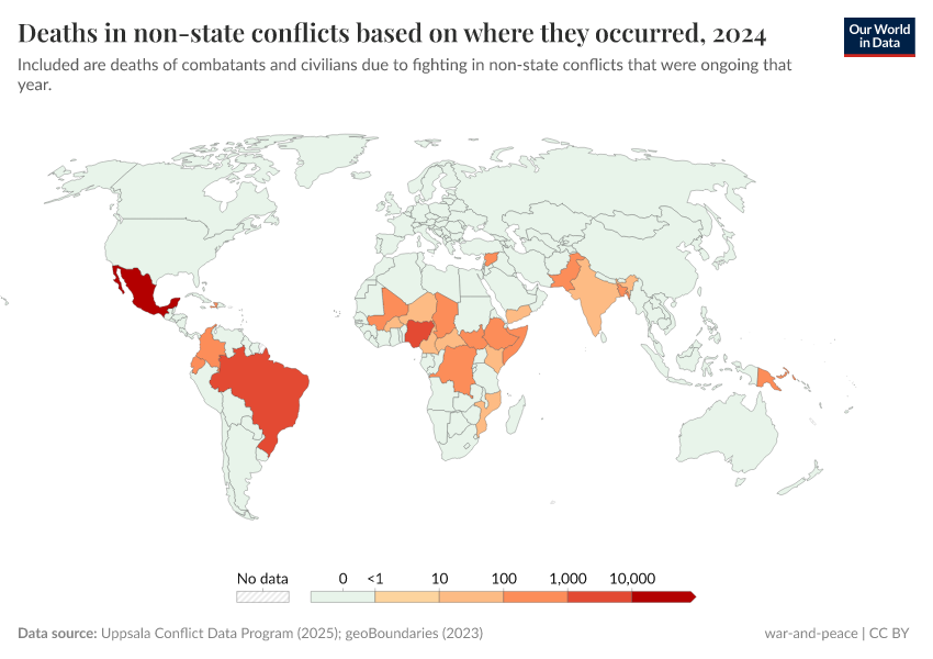 A thumbnail of the "Deaths in non-state conflicts based on where they occurred" chart
