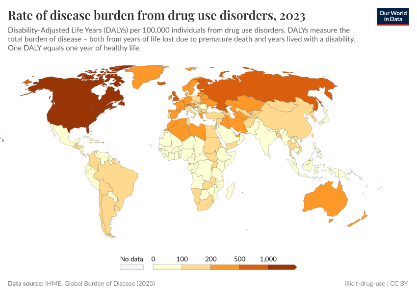 A thumbnail of the "Rate of disease burden from drug use disorders" chart