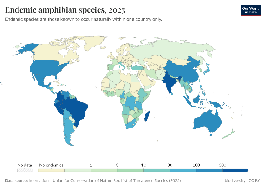 A thumbnail of the "Endemic amphibian species" chart