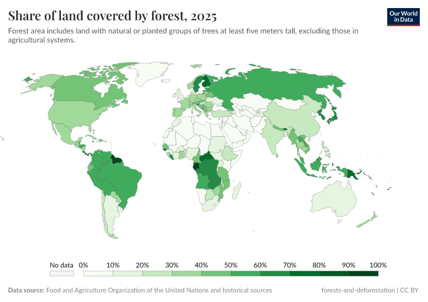 A thumbnail of the "Share of land covered by forest" chart