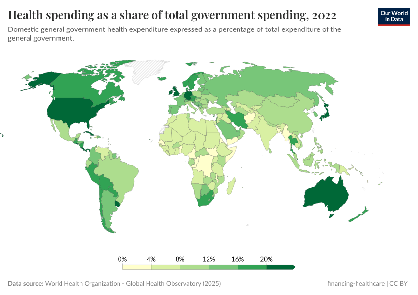 A thumbnail of the "Health spending as a share of total government spending" chart