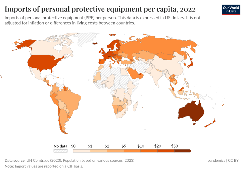 A thumbnail of the "Imports of personal protective equipment per capita" chart