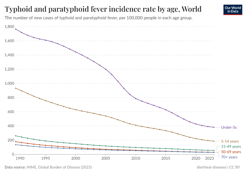 A thumbnail of the "Typhoid and paratyphoid fever incidence rate by age" chart