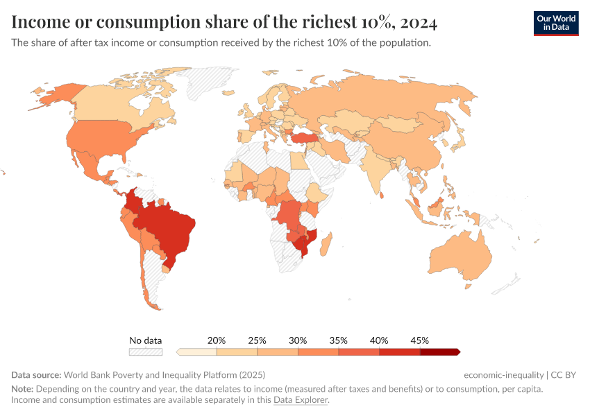 A thumbnail of the "Income or consumption share of the richest 10%" chart