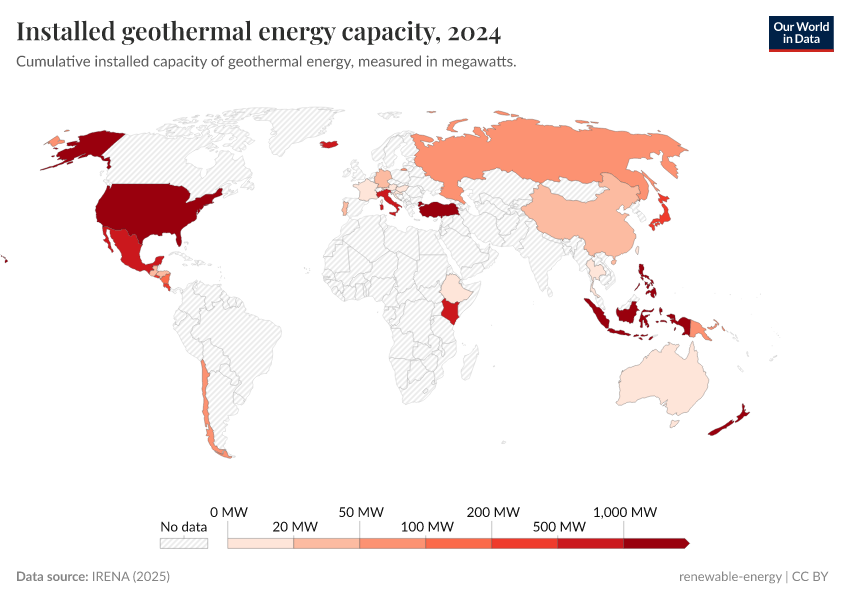 A thumbnail of the "Installed geothermal energy capacity" chart