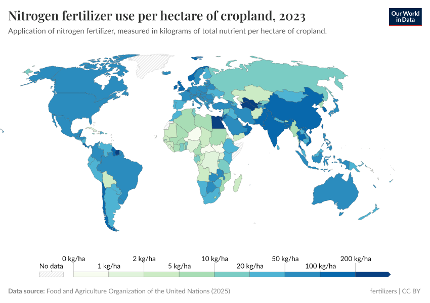 A thumbnail of the "Nitrogen fertilizer use per hectare of cropland" chart