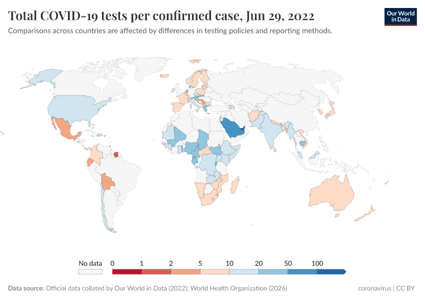 A thumbnail of the "Total COVID-19 tests per confirmed case" chart