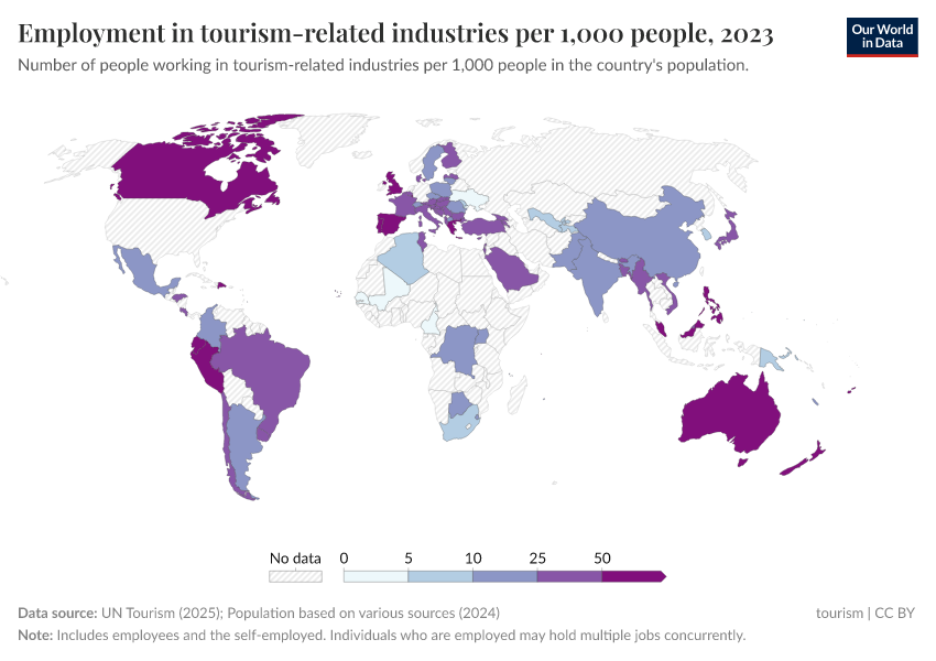 A thumbnail of the "Employment in tourism-related industries per 1,000 people" chart
