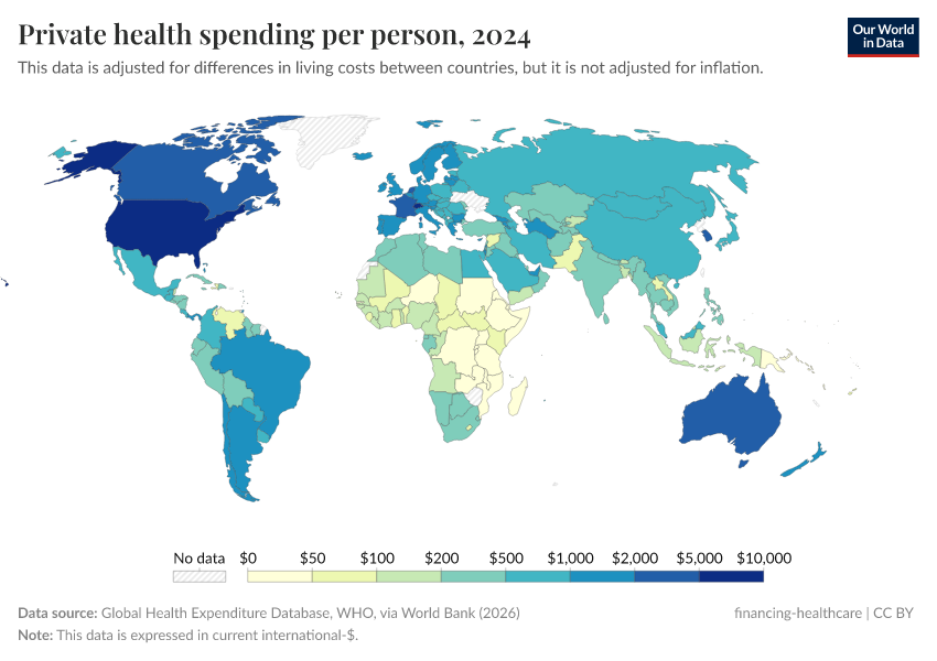 A thumbnail of the "Private health spending per person" chart