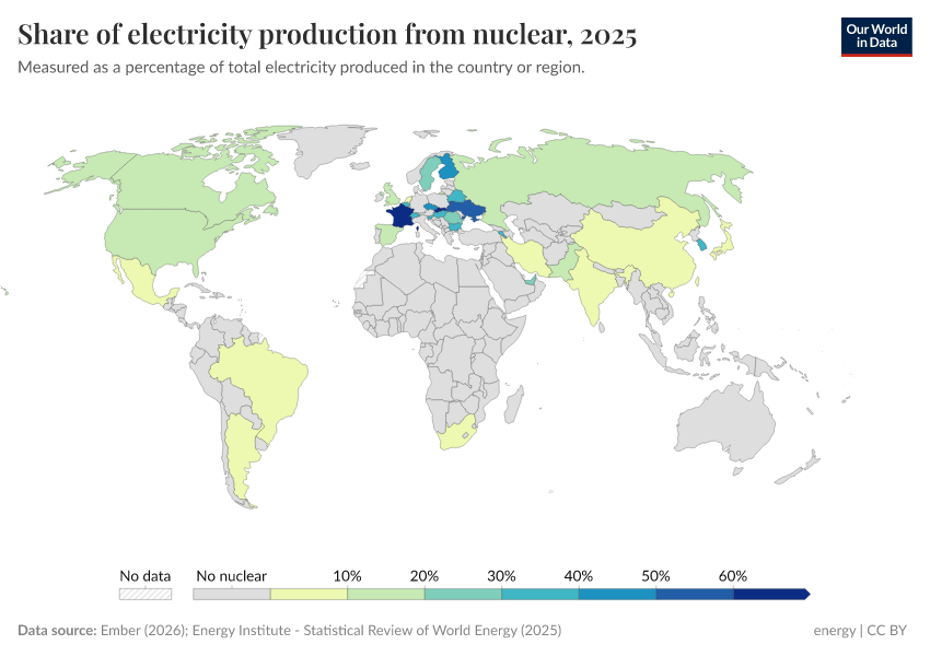 A thumbnail of the "Share of electricity production from nuclear" chart