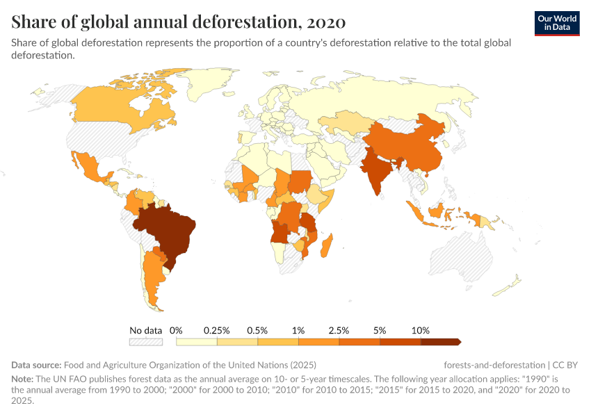 A thumbnail of the "Share of global annual deforestation" chart