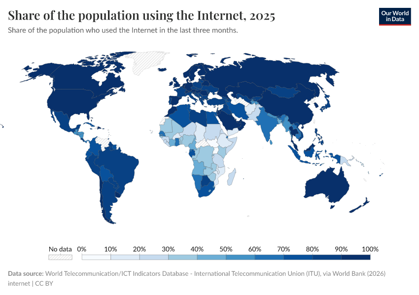 A thumbnail of the "Share of the population using the Internet" chart