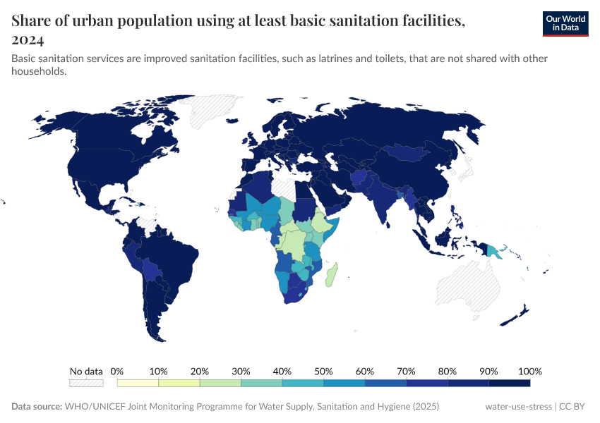A thumbnail of the "Share of urban population using at least basic sanitation services" chart