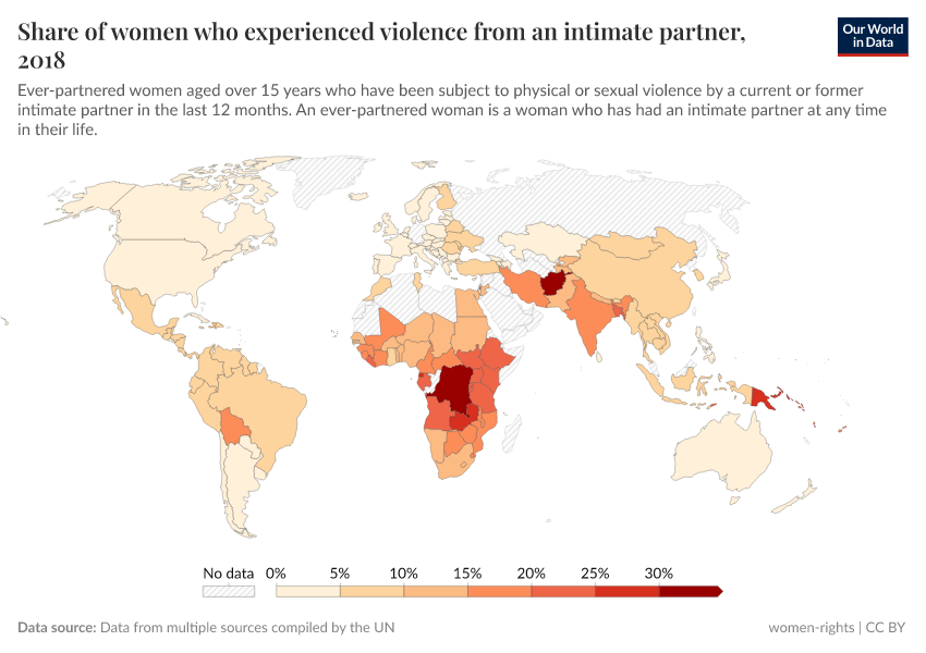 A thumbnail of the "Share of women who experienced violence from an intimate partner" chart