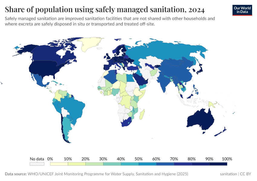 A thumbnail of the "Share of the population using safely managed sanitation facilities" chart
