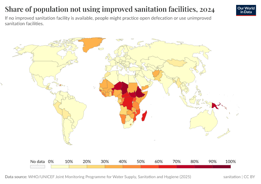 A thumbnail of the "Share of the population not using improved sanitation" chart