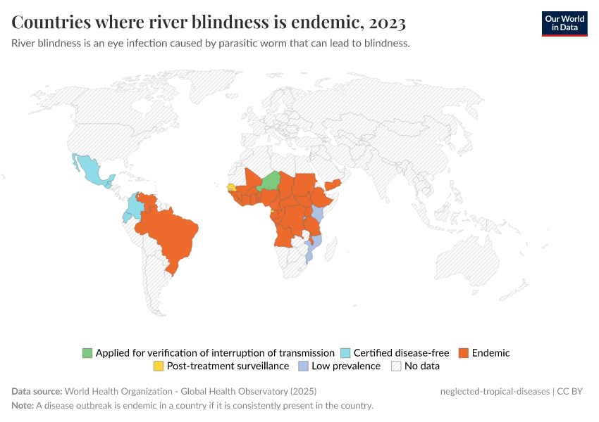 A thumbnail of the "Countries where river blindness is endemic" chart