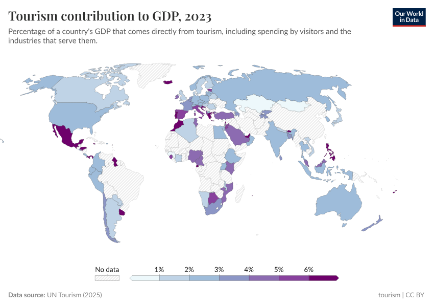 A thumbnail of the "Share of GDP from tourism" chart