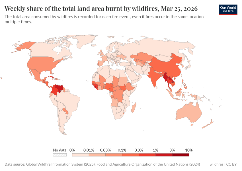 A thumbnail of the "Weekly share of the total land area burnt by wildfires" chart