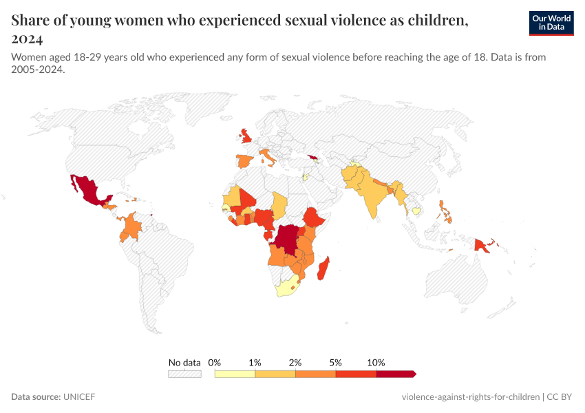 A thumbnail of the "Share of young women who experienced sexual violence as children" chart